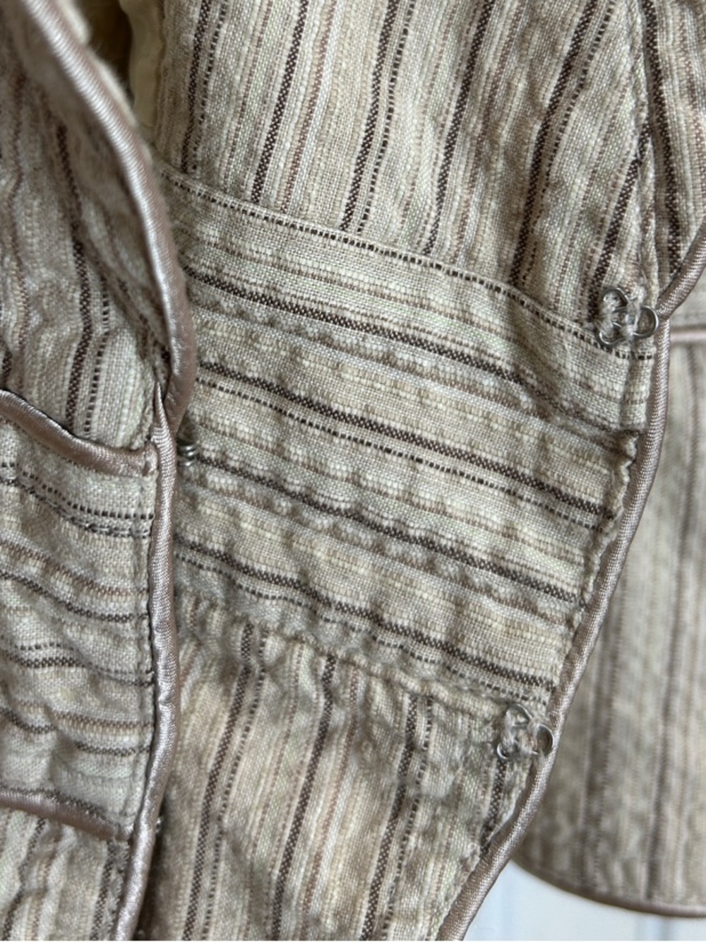 MIXIT Tan Neutral Pinstripe Cropped Peplum Blazer Jacket Cotton Plus Size 1X - Picture 11 of 11